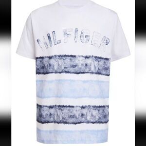 Tommy Hilfiger Boys Lrg 16/18 Stripped blue white Logo T-Shirt
